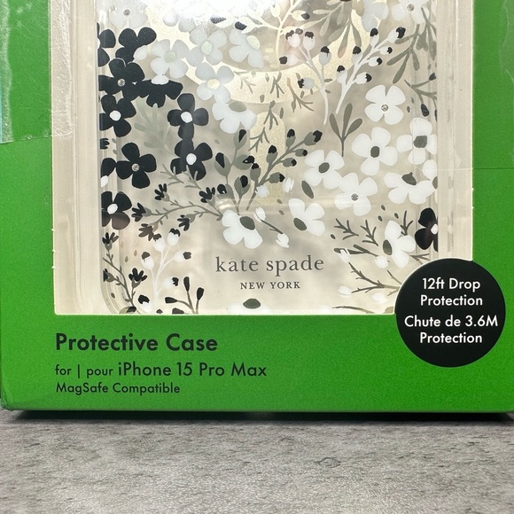 Kate Spade New York Protective iPhone 15 Pro Max Case – Black & White Floral - Picture 2 of 3
